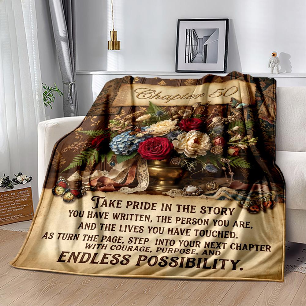 Princess 50th Birthday Celebration Flannel Blanket-Soft and Suitable for Sofas,Beds,Offices,Travel,All Seasons,Great Gift for Holidays and Birthdays.