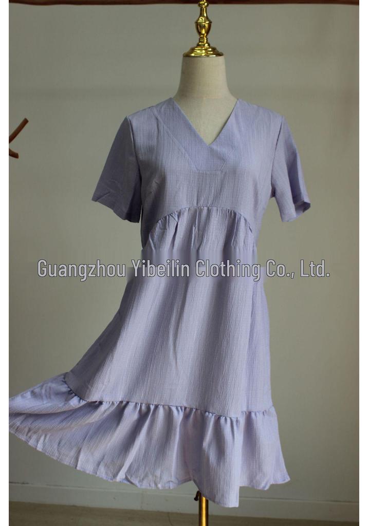 2026 Summer Women's Casual Short Sleeve Belted Flowy Dress