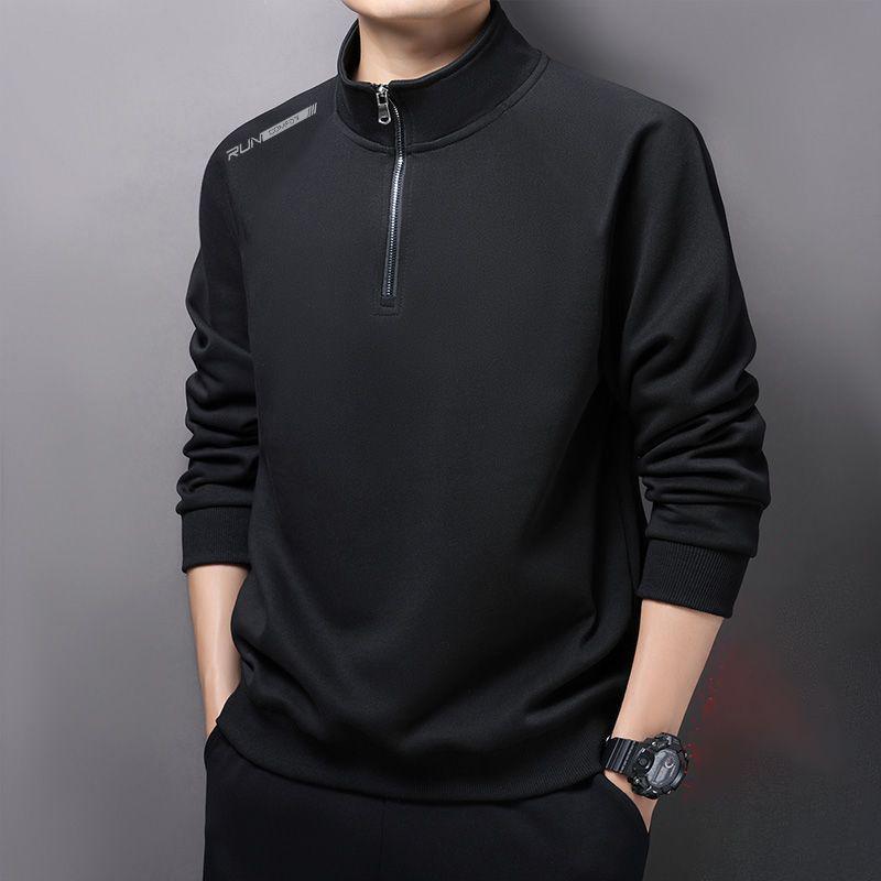 Höst Vinter Ståkrage Halv dragkedja Lös passform Vardaglig Pullover Huvtröja