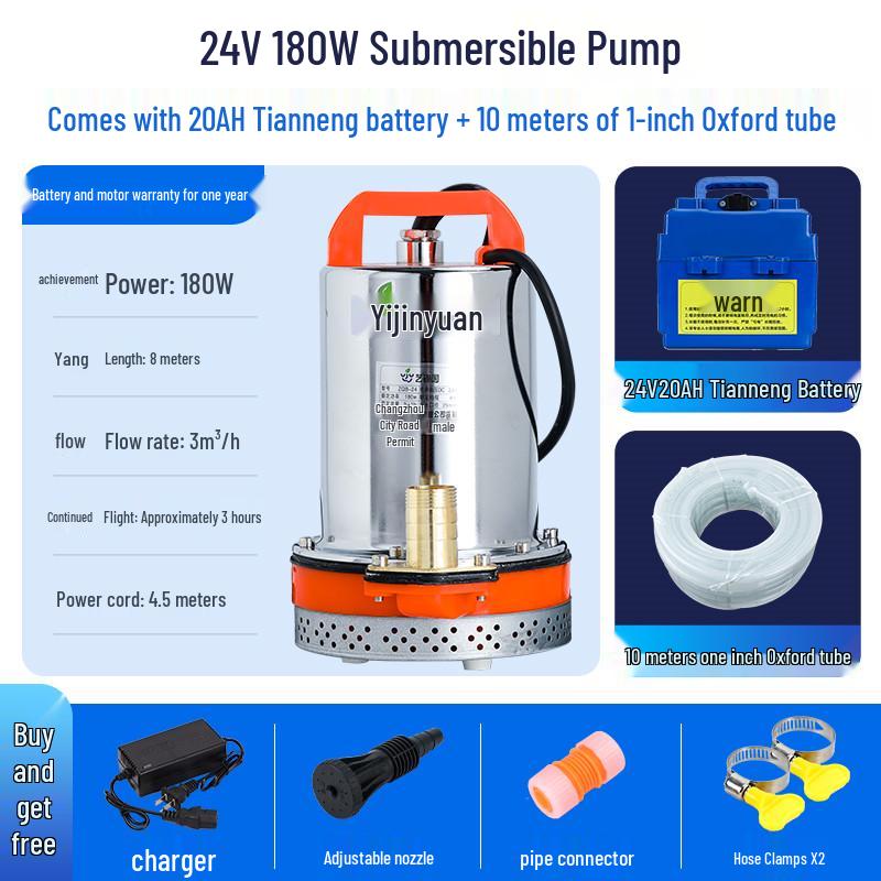 Rechargeable DC Electric High-Power Submersible Water Pump for Outdoor Agriculture and Vegetable Irrigation