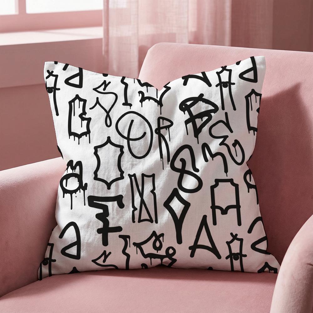 Simple English Letters Cushion Cover Multi-Scene Pillow Cover for Home & Car - Reversible, Soft & Durable for Daily Use