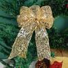Christmas Ribbon Bows Large Polyester Bowknot Christmas Tree Top Decoration Xmas Party Home Decor 2025 New Year Navidad Noel