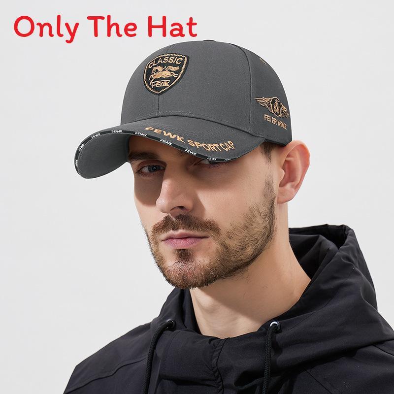 Fewk Spring Baseball Cap With Embroidered Shield Sun Protection For Casual Wear