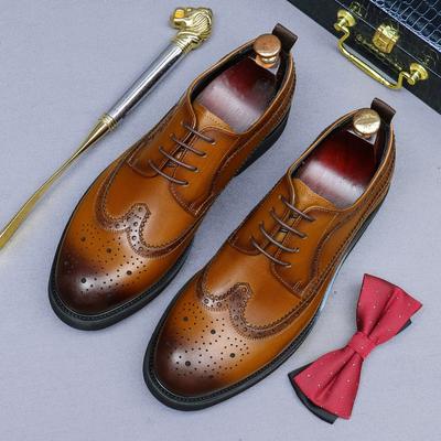 Mode Retro Echtes Rindsleder Herren Brogues Schuhe Dicke Sohle Hochzeit Business Herren Casual Slipper Vintage Handgefertigt Oxford Schuhe für Herren