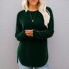 Women's Color Neck Long Sleeve Basic Pullover Top Retro