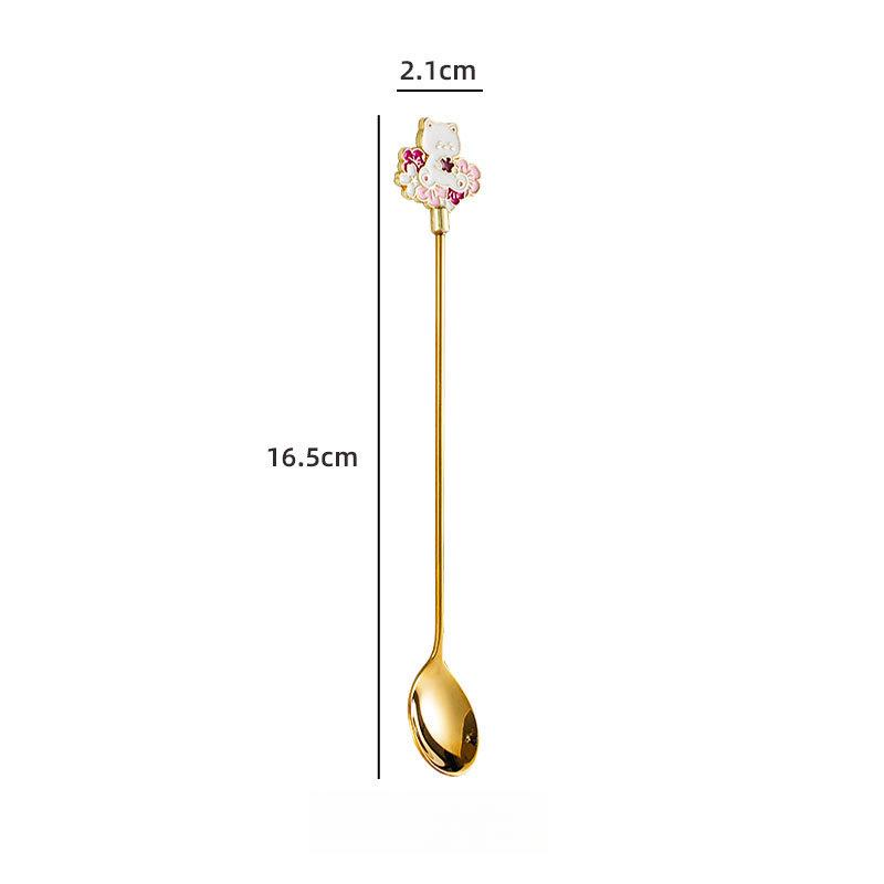 Creative Cartoon Animal Floral Spoon & Fork, Mirror Polished 304 Stainless Steel Dessert Coffee Stirrer