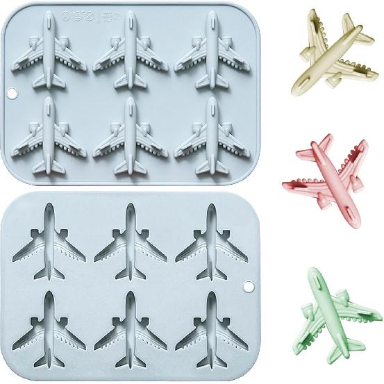 Airplane Fondant Silicone Mold, 3D Airplane Ice Cube Tray, Aircraft Silicone Chocolate Candy Mold, Airplane Shape Baking Mould for Mousse, Jellies,