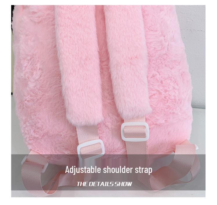 Plush Embroidered Cartoon Backpack for Girls - 2025 Trendy Schoolbag