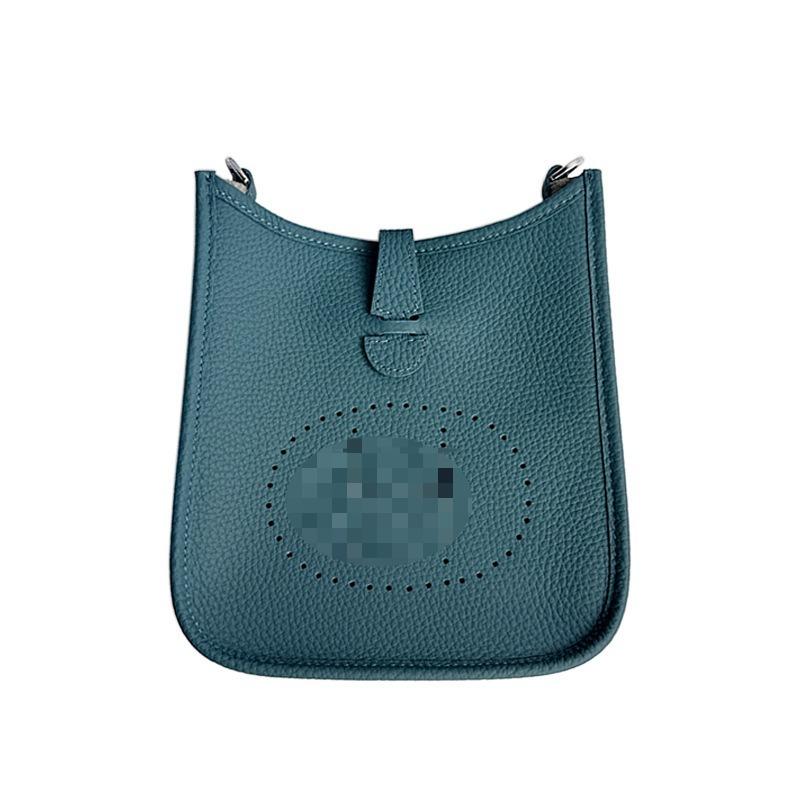 Bag Women's Leather Crossbody Bag Premium Texture First Layer Cowhide Bucket Bag Hollow Lychee Pattern Shoulder Bag