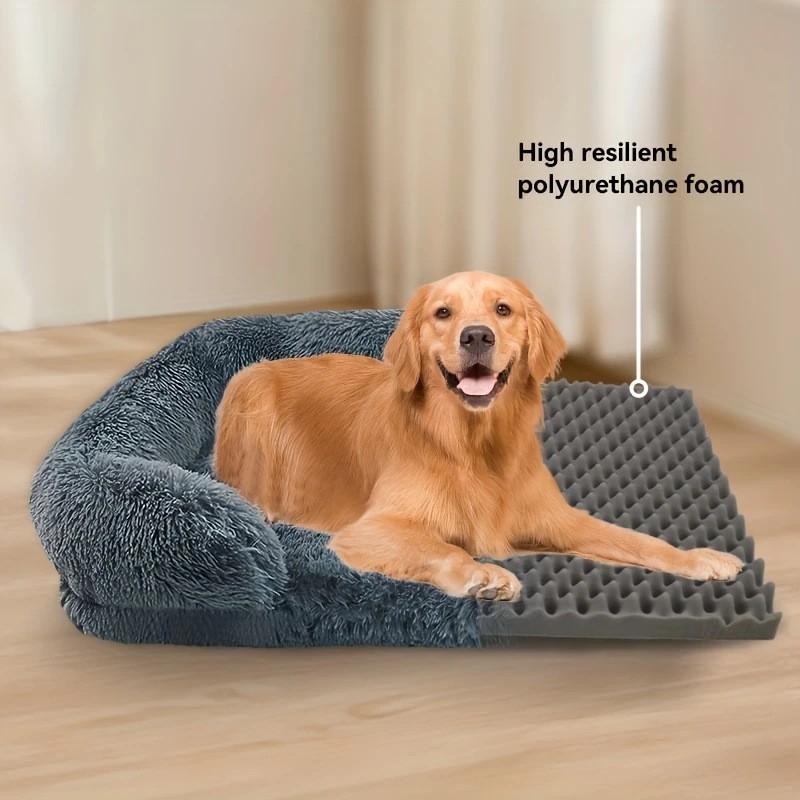 Plush Pet Bed Large Dogs Square Warm Winter Dog Sofa Indoor Comfortable Sleeping Mat