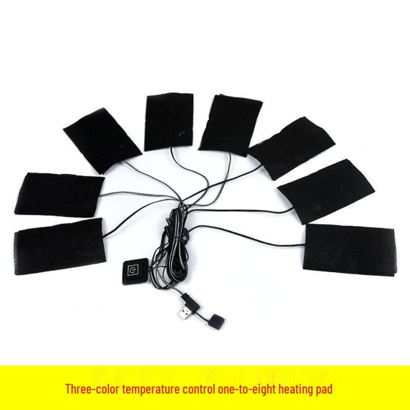 USB Heated Clothing: DIY 5-in-1 Carbon Fiber Heating Pads with Three-Level Temperature Control, Waterproof Electric Heating Film (5V)