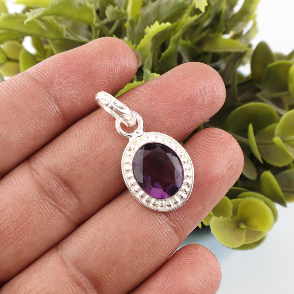 African Amethyst Pendant Gemstone Jewelry, 925 Sterling Silver Pendant, Handmade Jewelry Pendant, Gift For Women