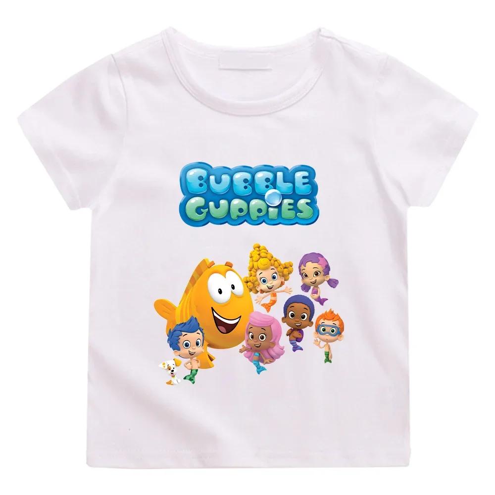 Bubble Guppies T-shirts Children's Cotton Tshirts Boys Girls Tees Kawaii Kids Tshirt Short Sleeve Top Funny Fashion Tees Clothes