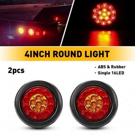 Amber Red LED Light Tail Stop Rear Brake Reverse Rubber Grommet Truck Trailer