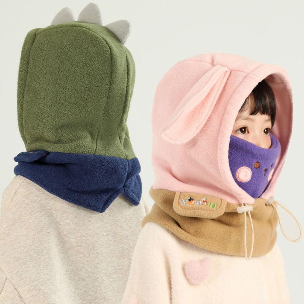 Windproof Kids Winter Fleece Hat Ear Flaps Pullover Beanie New Integrated Scarf Hat Boys Girls