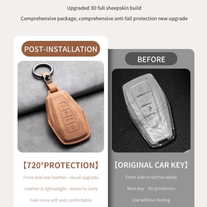 Leather Car Remote Key Case Cover for Geely for Geely Coolray X6 X7 EX7 Emgrand Global Hawk GX7 Kulrey GT GC9 Atlas Boyue NL3