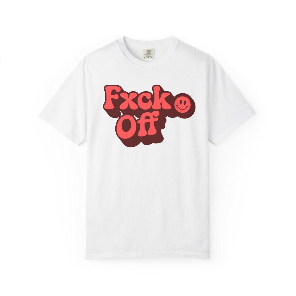 Fxck Off smiley retro text T-Shirt | bold 70s style graphic tee