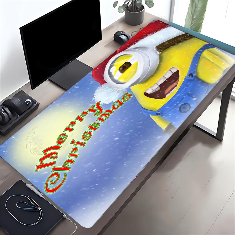 Christmas Minion Celebration Large Gaming Mouse Pad Nonslip Rubber Base Waterproof Desk Mat For Office Pc Laptop