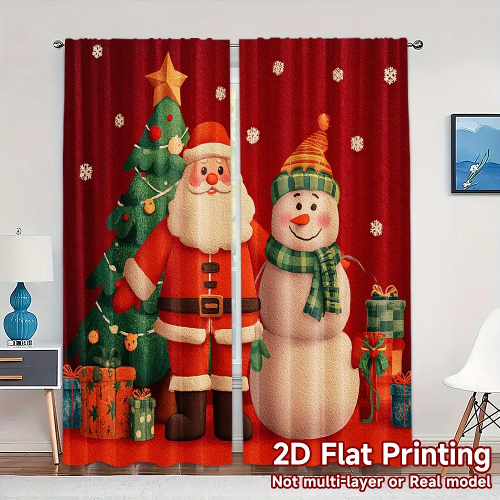 

Set Of 2 Flat Printing Jit Curtains Without Rod Festive Companions Popular Curtain Versatile Fabric Holiday Perfect Made Polyester W100*H70(CM)-Hooks&2PCS
