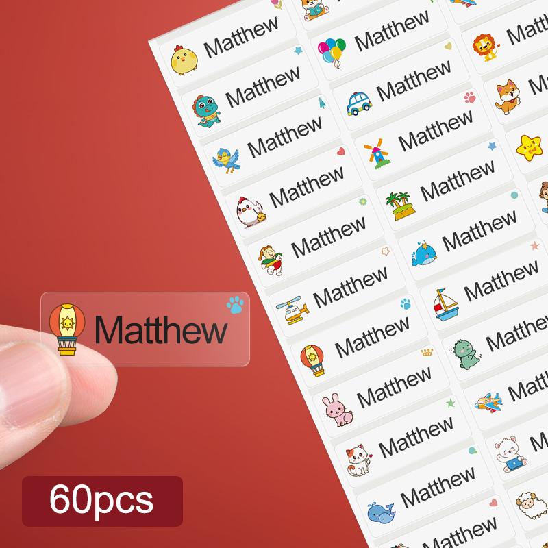 

Custom Transparent Waterproof Animal Name Labels - Multilingual Stickers for Kids School Supplies & Backpacks (Hebrew/Spanish) 3.4x1.2CM