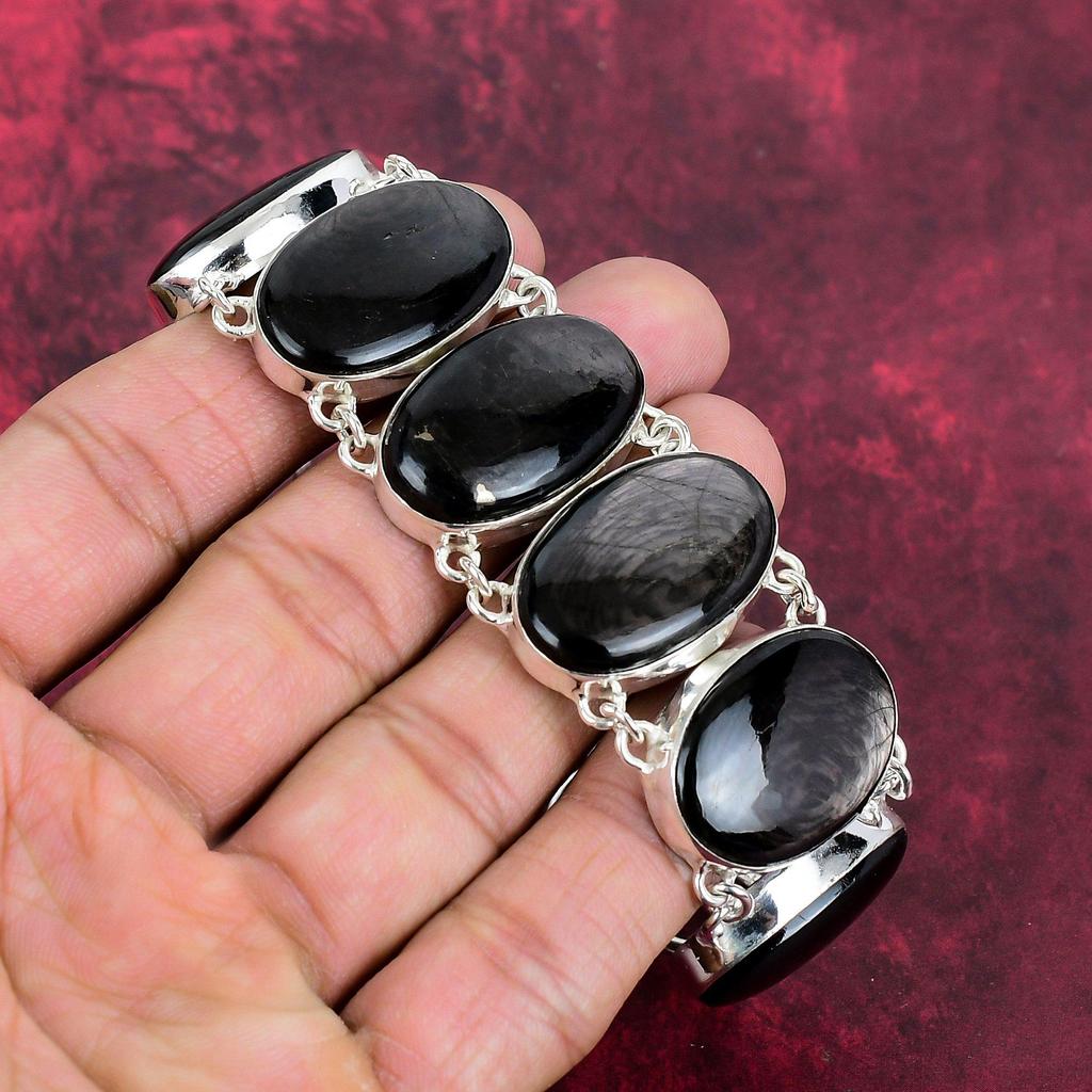 Black Obsidian Awesome Bracelet, 925 Solid Sterling Silver Jewelry, Handmade Gemstone Bracelet, Decent Jewelry For Women