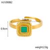 CARLIDANA New Arrival Stone Ring Jewelry Gold Plated Stainless Steel Square Natural Stone Open Adjustable Ring for Women