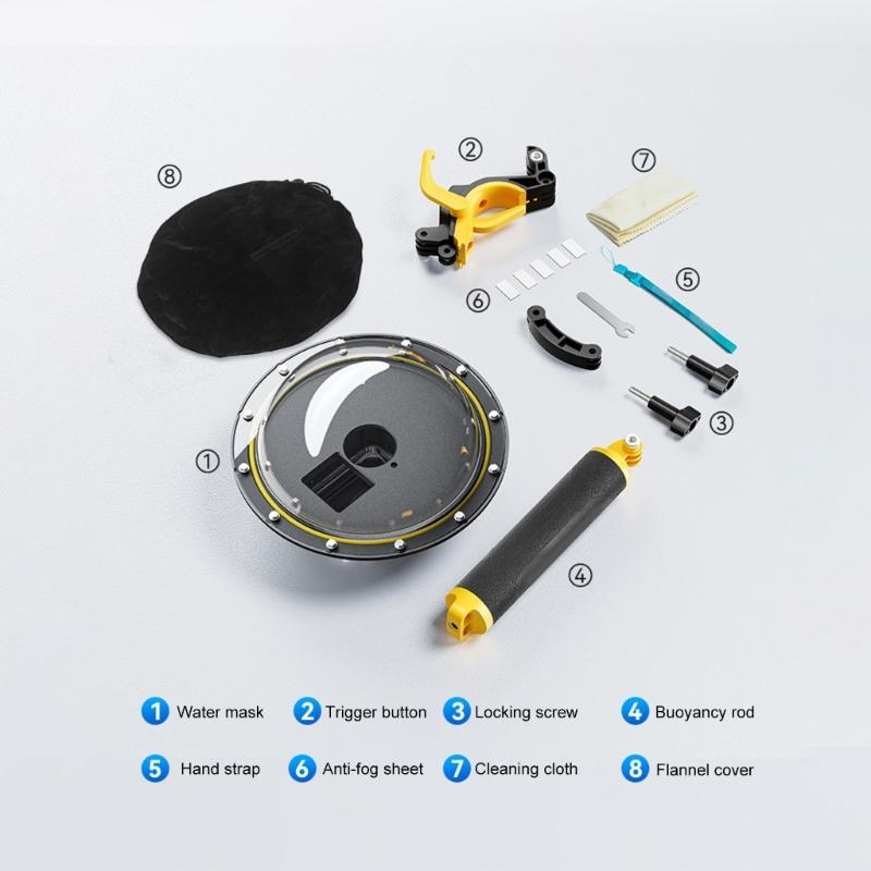 Underwater Split Level Dome Port For Action5/4/3 Cameras Waterproof Case with Floating Grip 30M Depth Protections