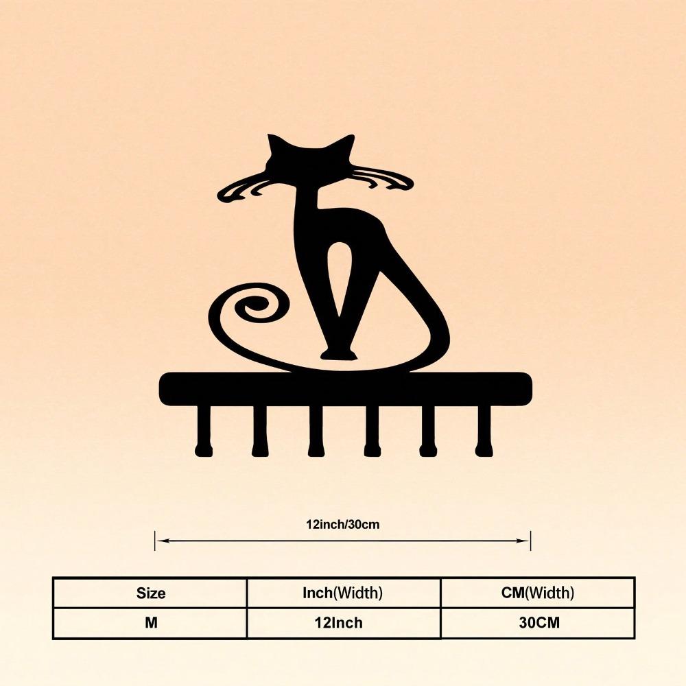 Elegant Cat Wall Hook Metal Decorative Storage Space Saving Key Coat Hat Rack for Hallway Living Room