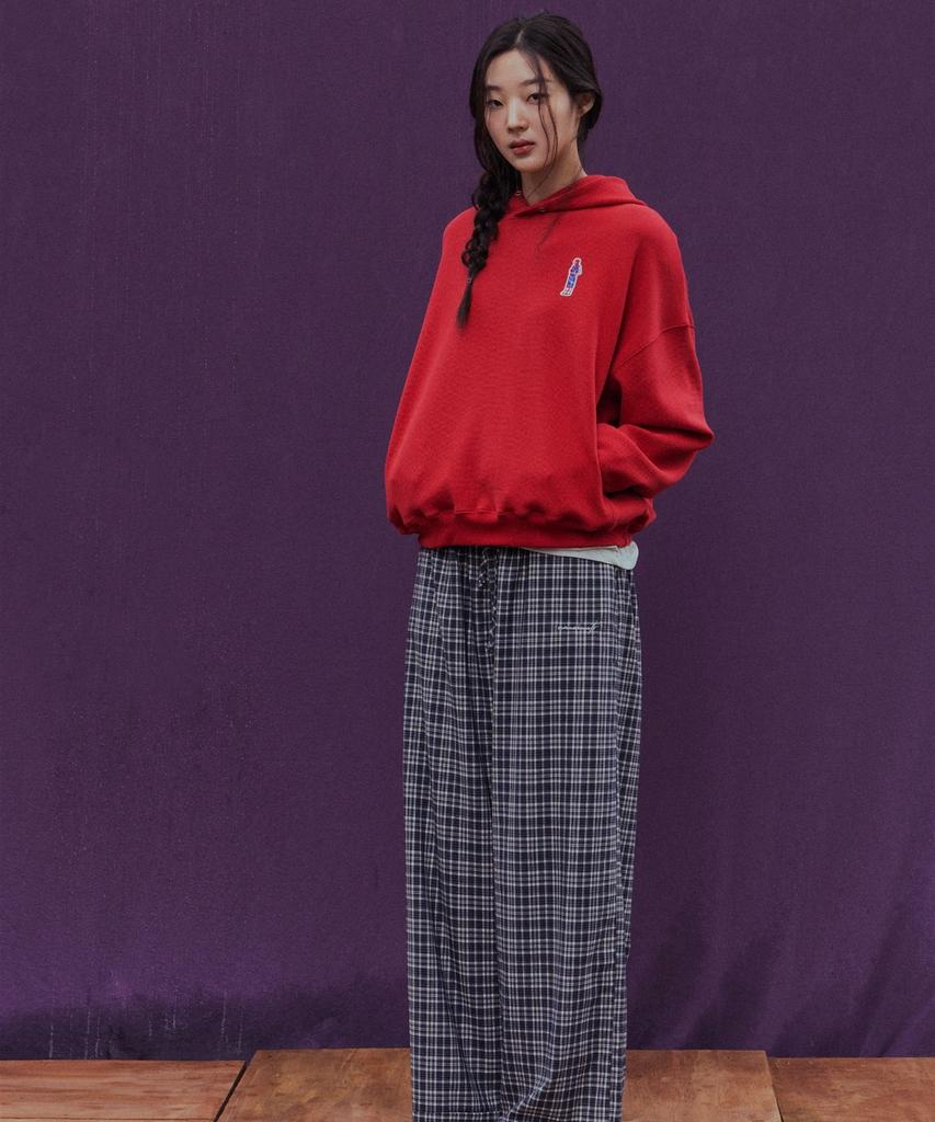 ANNEHEARTS Glen Check Wide Easy Pants_Navy