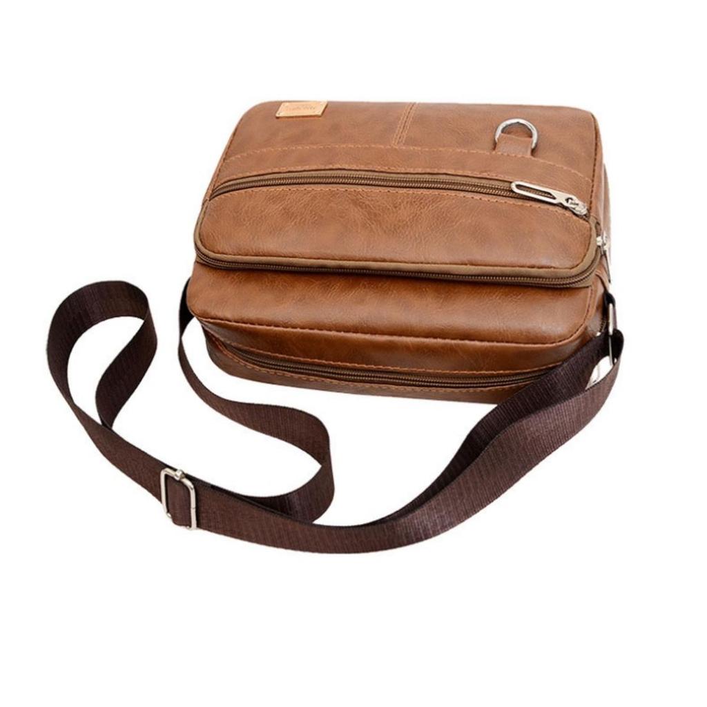 Leather Men's Sling Bag Messenger Shoulder Crossbody Bags Large Capacity Handbags Multifunctional Work Bag