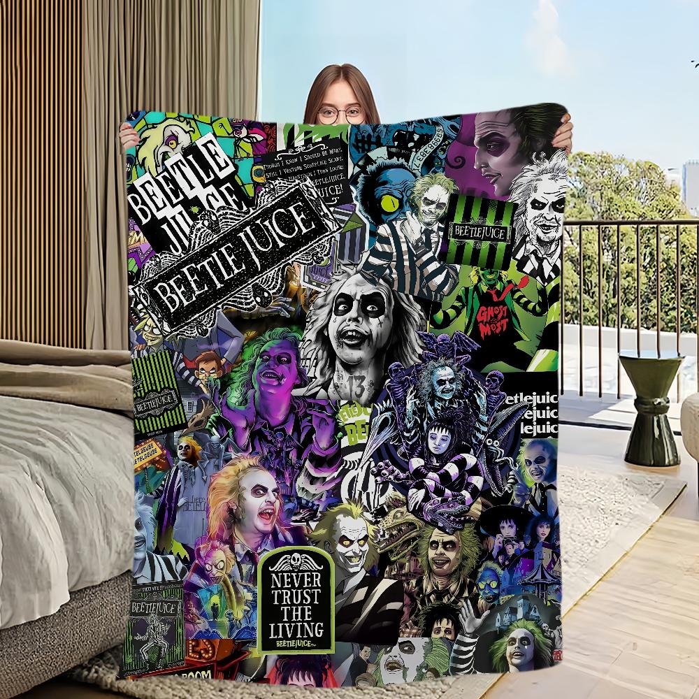 

classic horror movie B-BeetlejuiceS Flannel warm comfort soft plush blanket for sofa living room office bedroom travel gift 75x90cm
