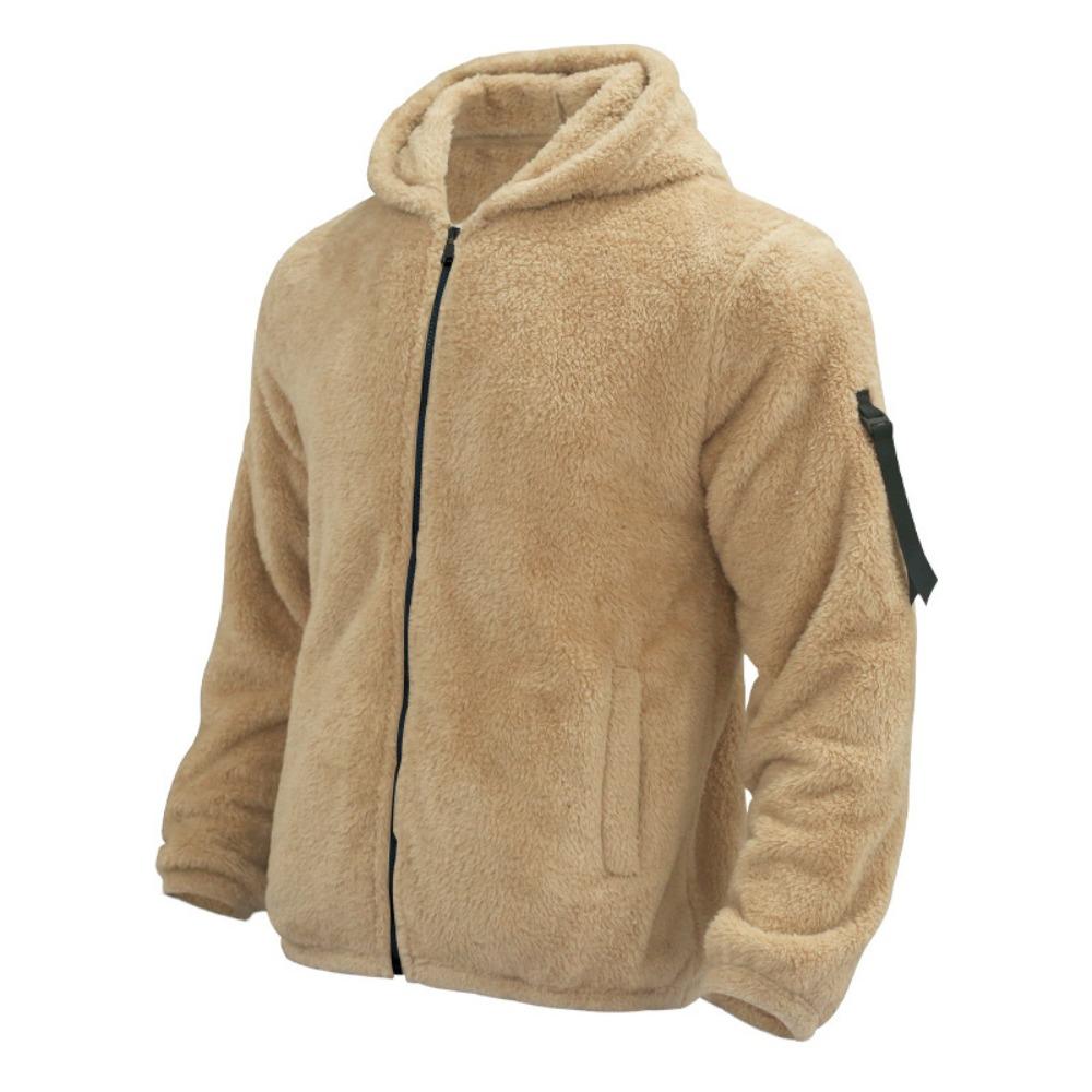 Herren Winterjacke Warm Locker Lässig Fleece Weicher Stoff Samt Hautfreundlich Solide Streetwear Jacken Mäntel für Männer