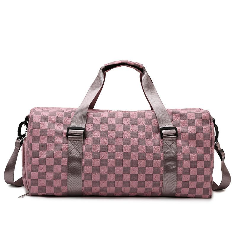 Chessboard Fashion Sports Fitness Travel Bag Large Capacity Multifunctional Yoga Bag Dry and Wet Separation Shoulder Bag