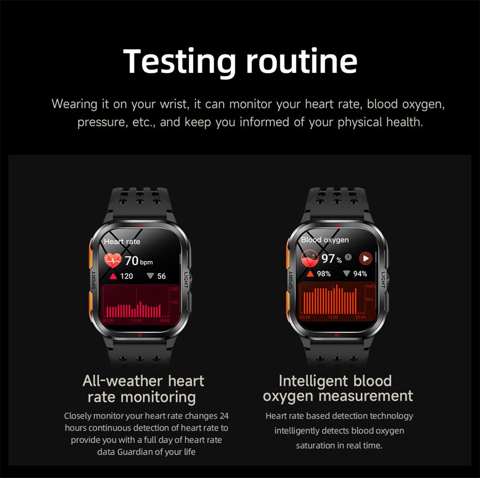 SACOSDING Rugged Smart Watch Men Outdoor Sport Smart Watches Heart Rate Monitor Bluetooth Call Man Smartwatch For Androd ios