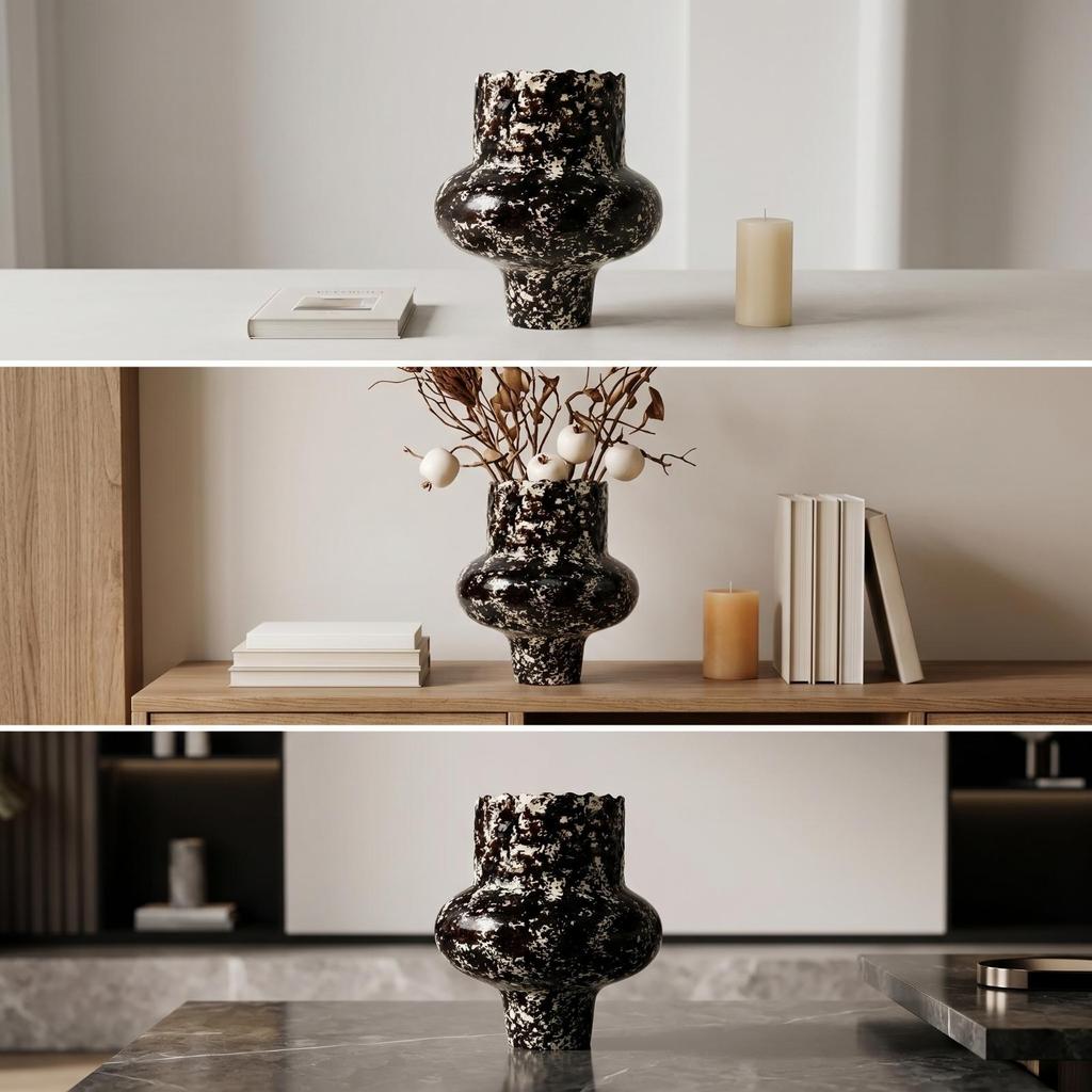 Flower Vase Resin with Wavy edge Decorative Vessel for Homeowners, Decorators, Living Room,