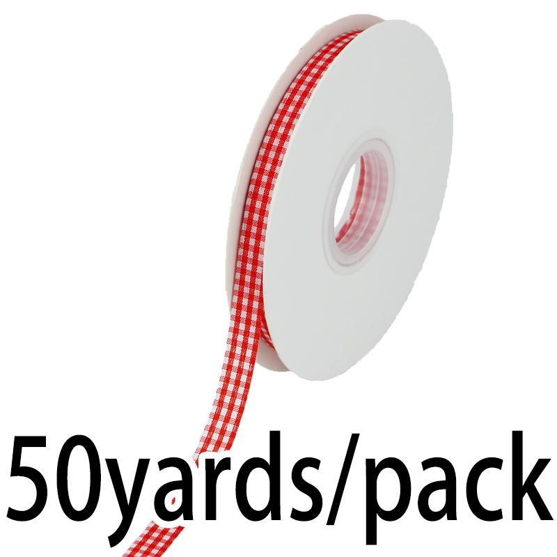 (50 Yards/roll) Width 1Cm Grid Ribbon Diy Gift Decoration Belt Hairclip Bow Design Diy