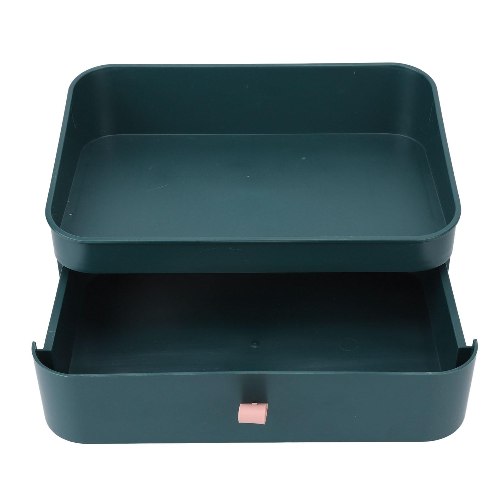 

Countertop Cosmetic Storage Box Green Large Capacity Orderly Storage Smoother EdgeMakeup Tray Holder for Bedroom Office