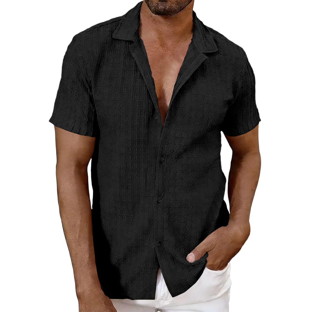 Men's Short,sleeved Top, European And American Knitted Hollow,out Breathable Cool Casual Shirt
