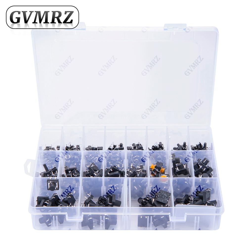250PCS 20value 4pins 6x6mm 12x12mm 5/6//8/9/10/11/12/13mm Tactile button switch micro instant classification Assorted kit 