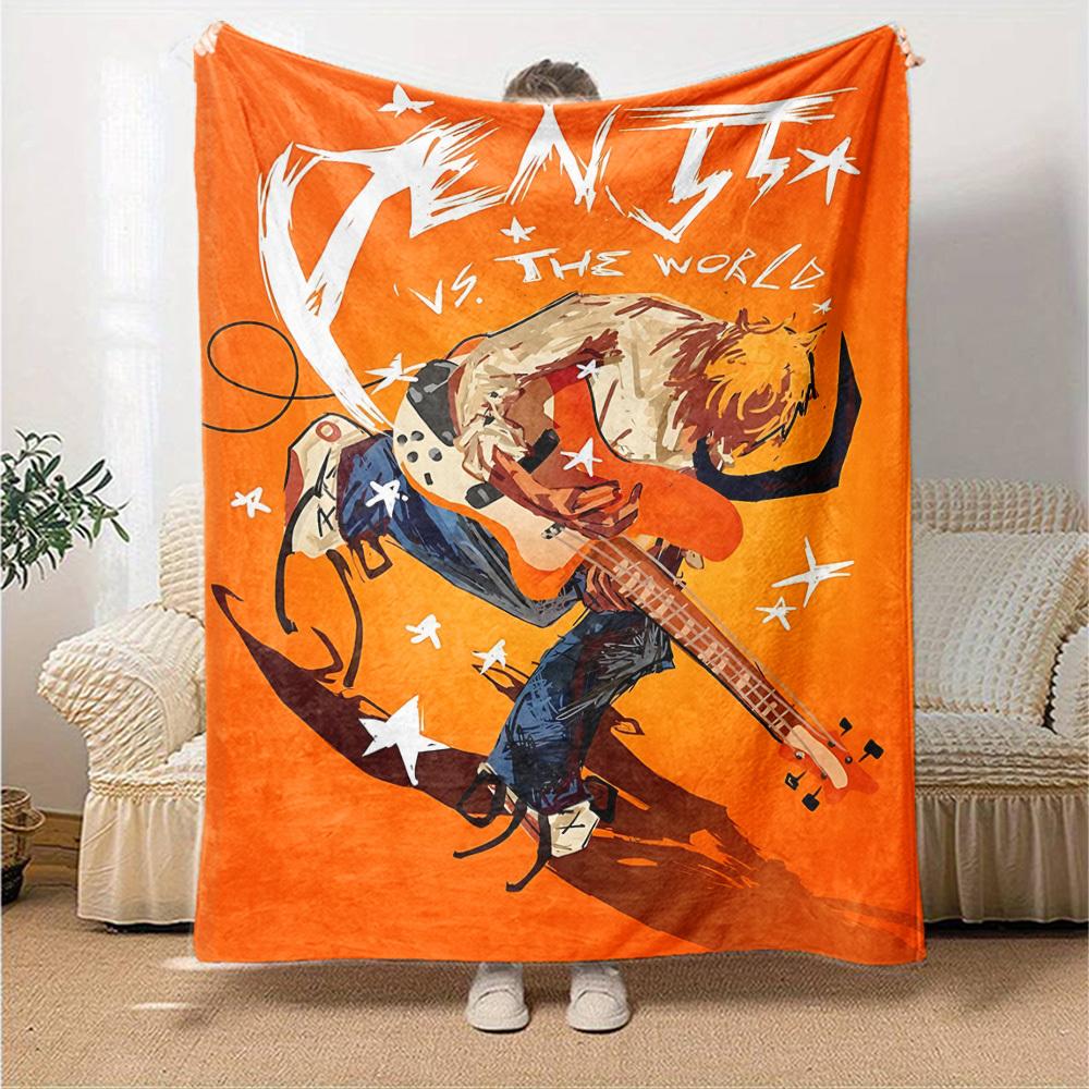 1pc dragon guitarThemed Blanket Soft Flannel All Season Cozy Throw with Bold Graphic Print, Travel, or Holiday Gift for Family & Friends