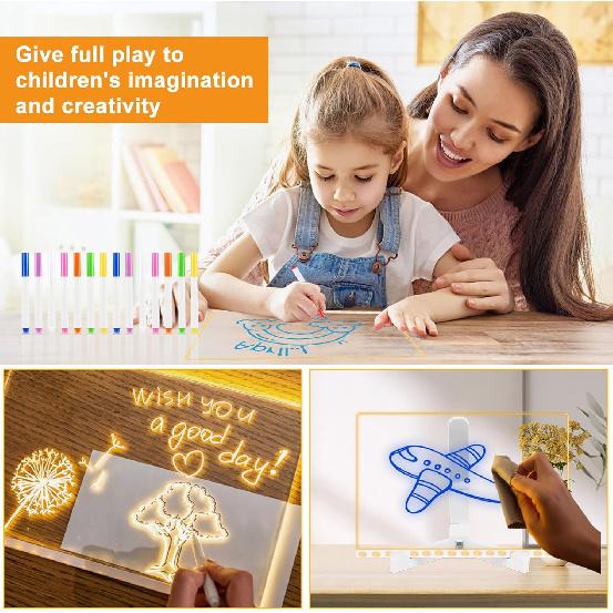 Lumiboard LED Note Board with Light - Dry Erase Acrylic Lighted Message Board for Kids, Adults - Ultimate Doodle Tablet with 7 Colors, Magic Tracing