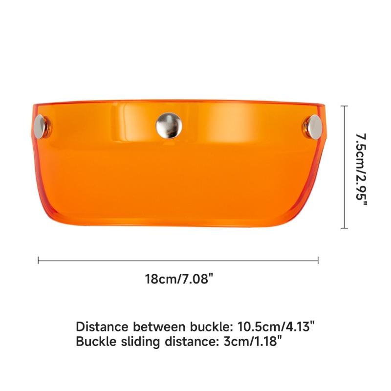 Retro Universal 3 Snap-Button Visor Flip Up WindShield for Open Face Motorcycle Helmet Anti-UV, Fog and Scratch Automobile
