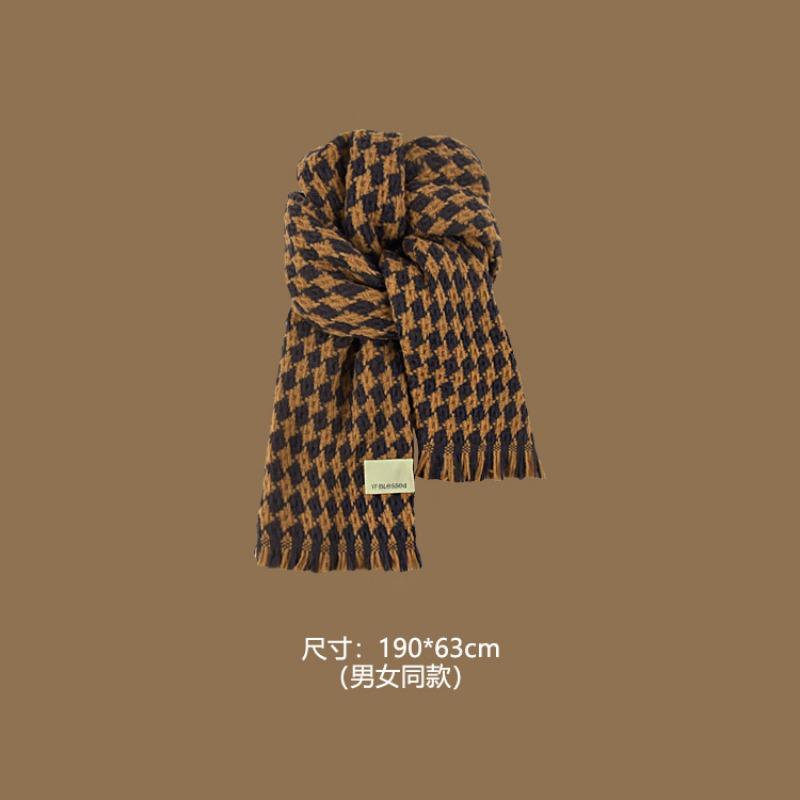 Brown scarf coat retro plaid scarf women's new scarf men's winter