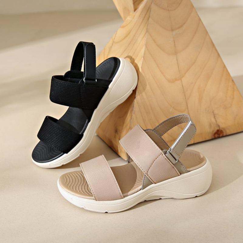 Taizhou Women's Shoes New Round Head Muffin Platform Shoes Casual Fashion Velcro Beach Sandals Women's Summer