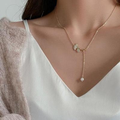 Women's Daily Accessory Autumn Tassel Pearl Necklace