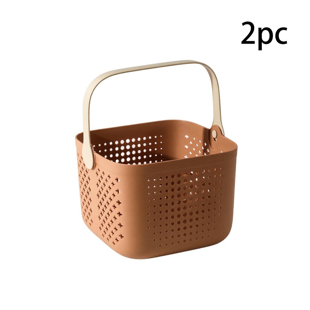 Portable Bath Basket with Handle for Bathroom Storage and Shower Accessories Organizer for Easy Carry and Drainage