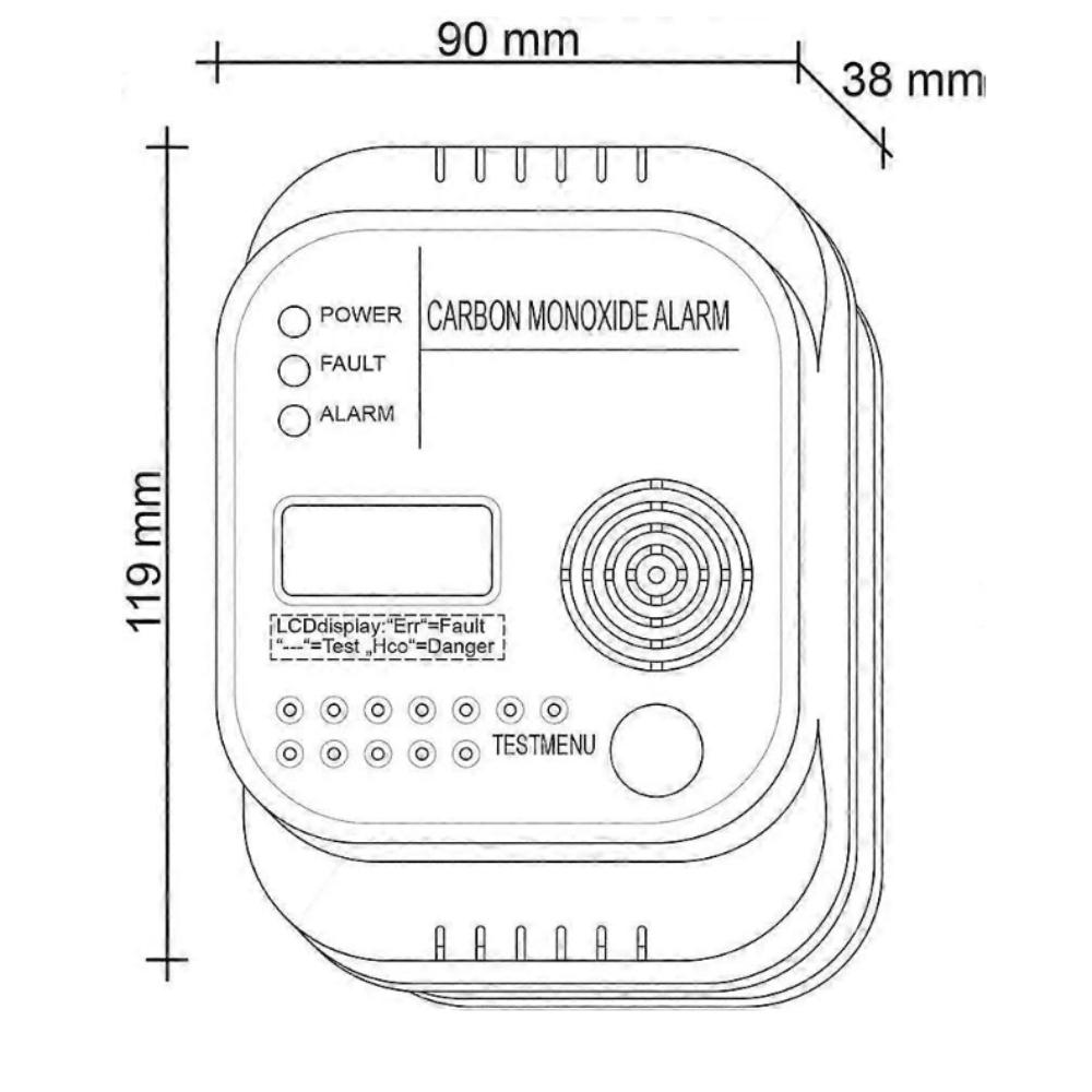 Kohlenmonoxidmelder, Batteriebetrieben, Gasmelder mit Display und Temperaturanzeige