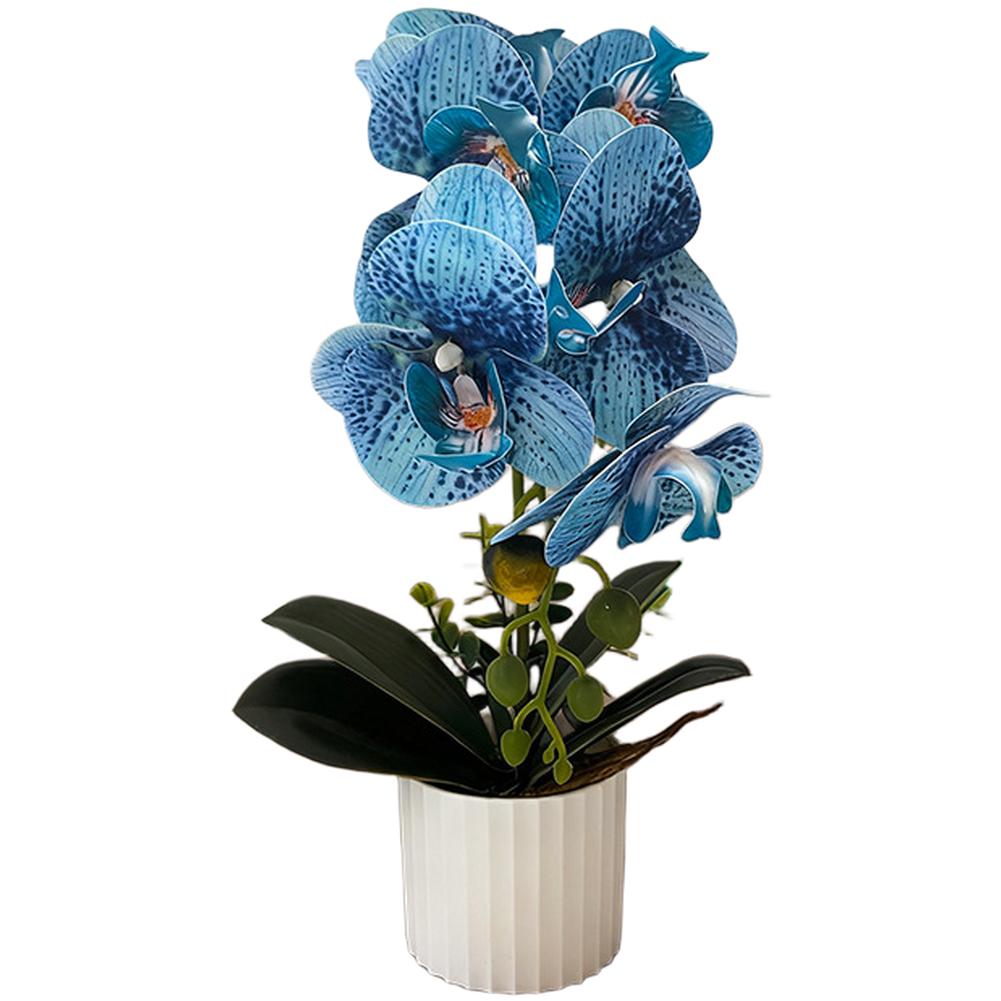Artificial Orchid Potted Plant Realistic Design Soft Glue Flower for Home Office Event Decor White Pink Black Options