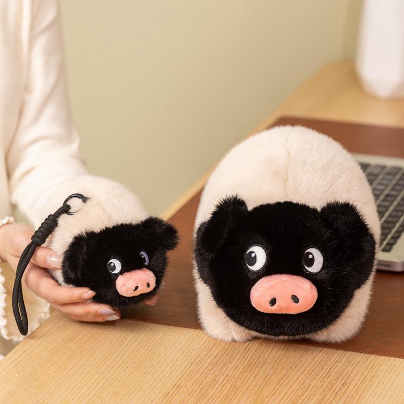 Pink Piggy Doll Stuffed Plush Toy Standing Black Face Fatty Animal Plushie Appeasing Birthday Gift