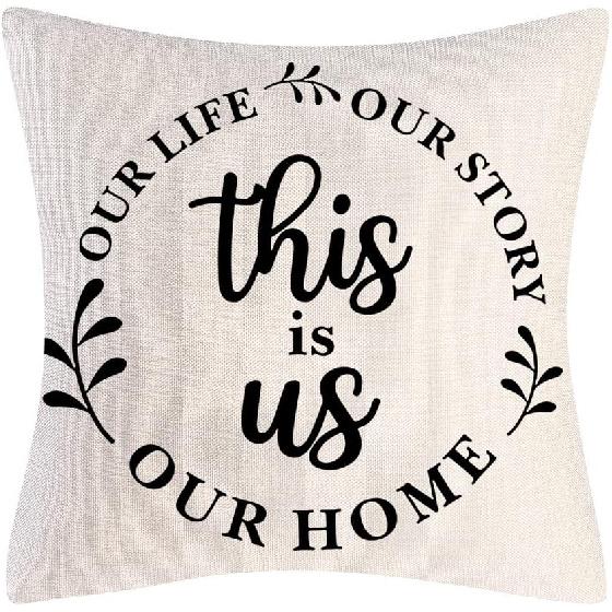 Farmhouse Decorative Pillow Covers Set of 4 Home Sweet Home pirational Quotes FarmhouseThrow Pillow Covers Cushion Cover 18 x 18 Inch for Sofa
